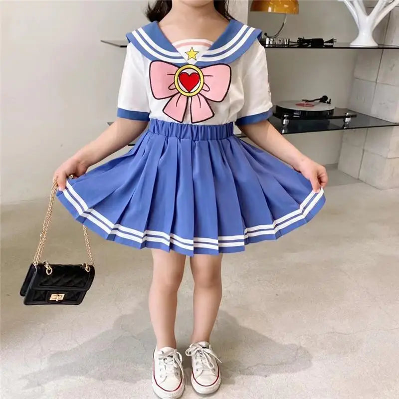 Girls Summer Clothes Set – Sailor Moon Cosplay Top & Skirt 2T-12Y