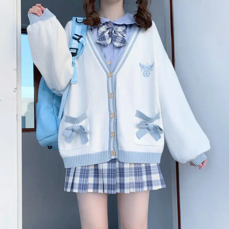 Women’s School Uniform-Inspired Cardigan – Classic, Loose Fit