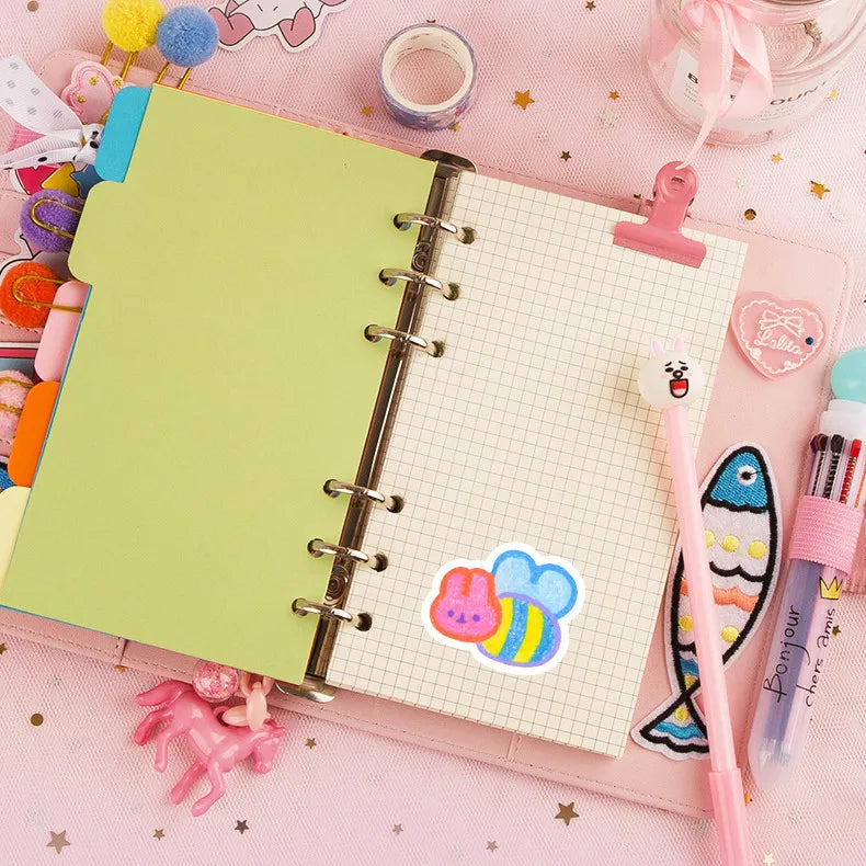 40-Piece Kawaii Crayon Style Food & Animal Sticker Pack | Cute Waterproof Vinyl Stickers for Journals, Water Bottles, Laptops & Planners