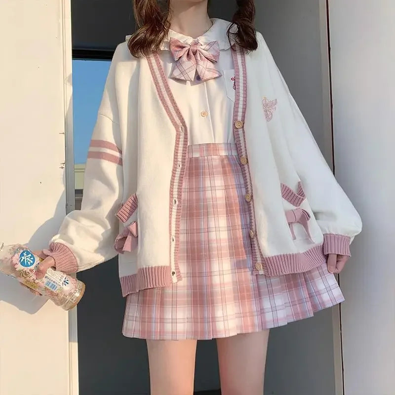 Women’s School Uniform-Inspired Cardigan – Classic, Loose Fit