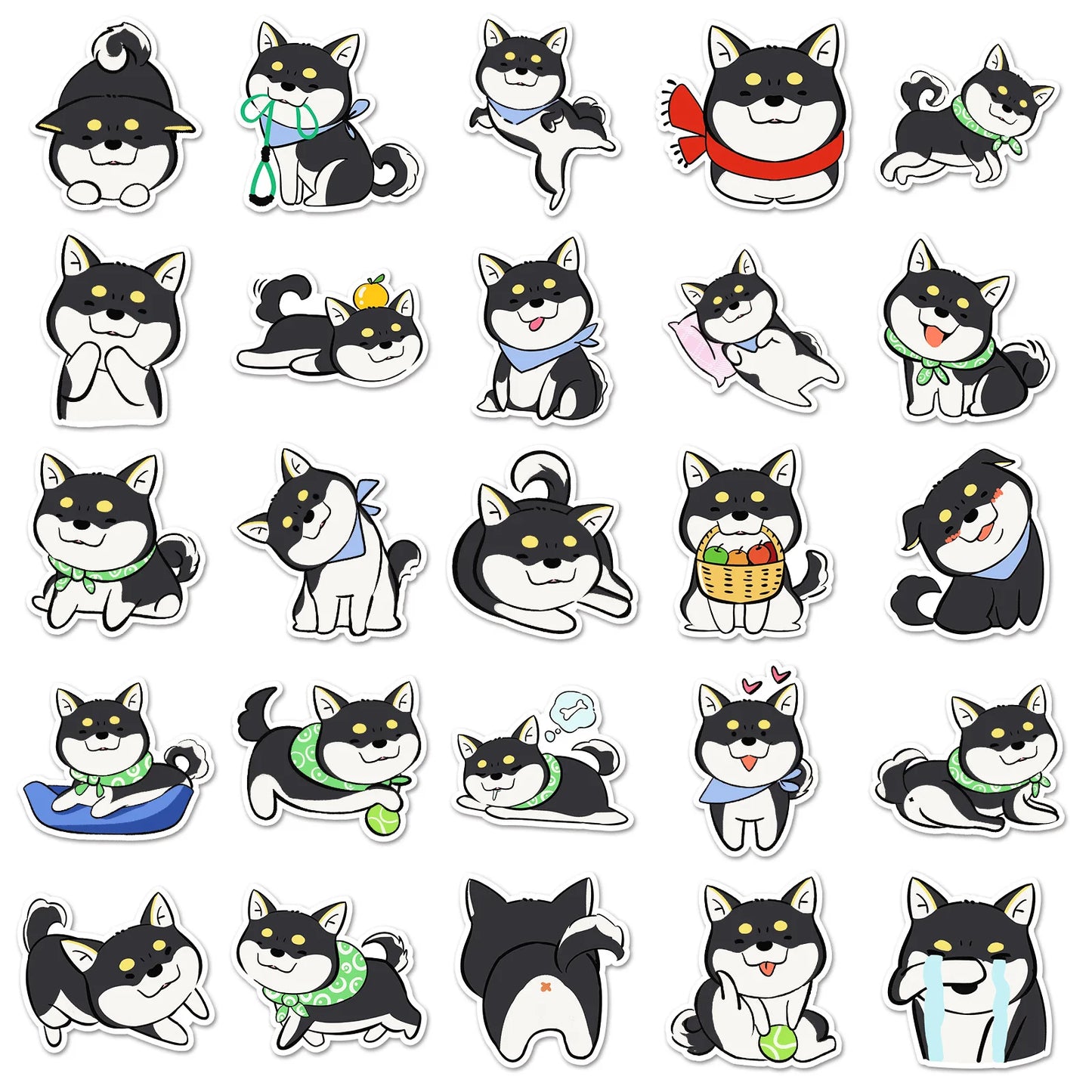 50-Piece Shiba Inu Sticker Pack | Cute Waterproof Dog Stickers