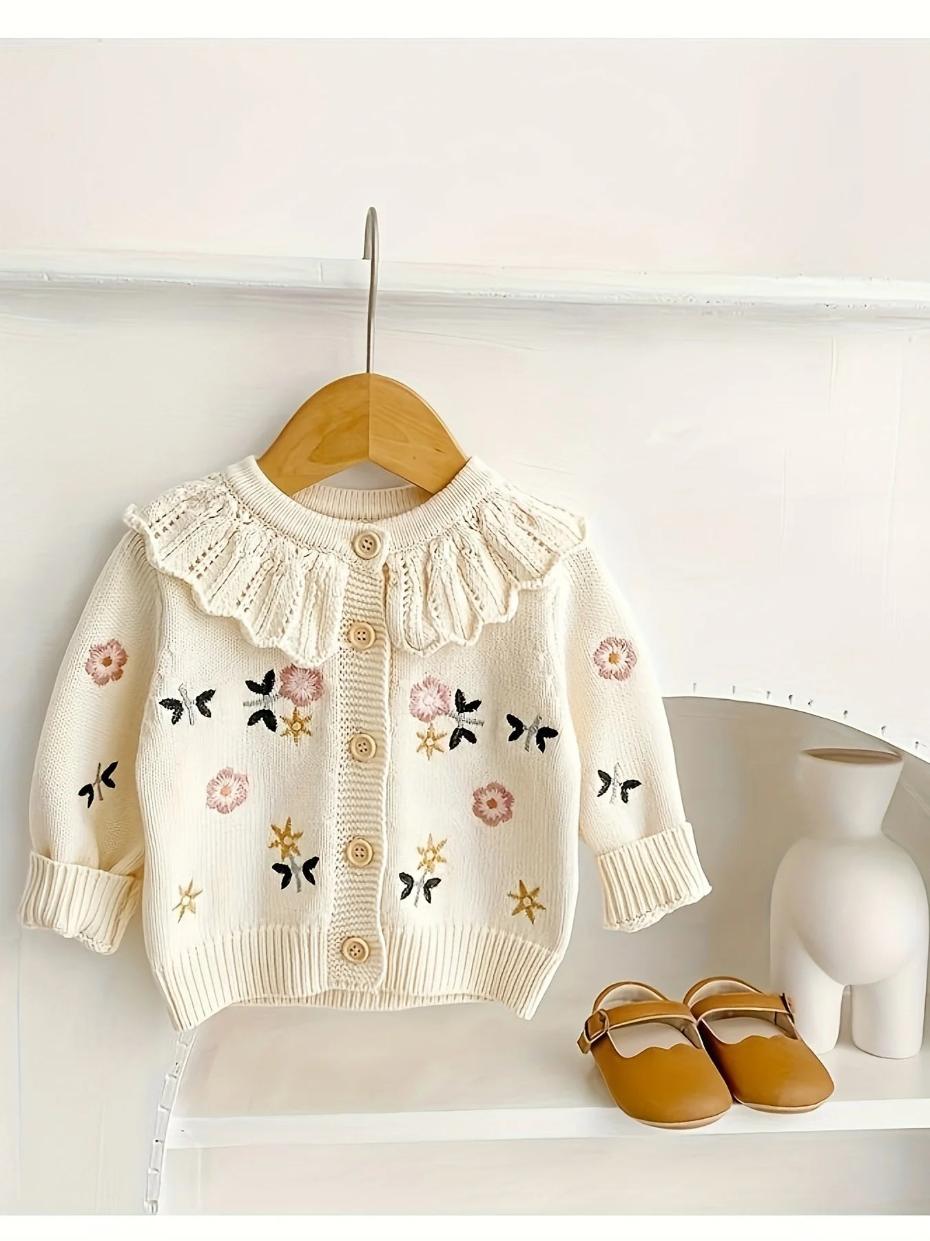 Floral Knit Cardigan for Baby & Girls – Cozy Autumn Winter Sweater