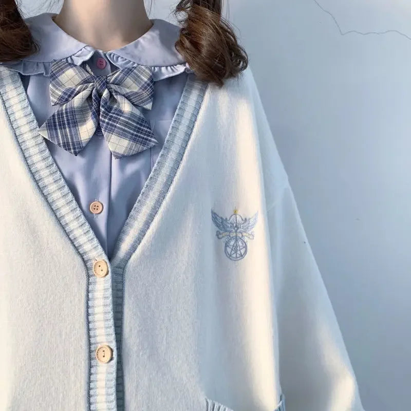 Women’s School Uniform-Inspired Cardigan – Classic, Loose Fit