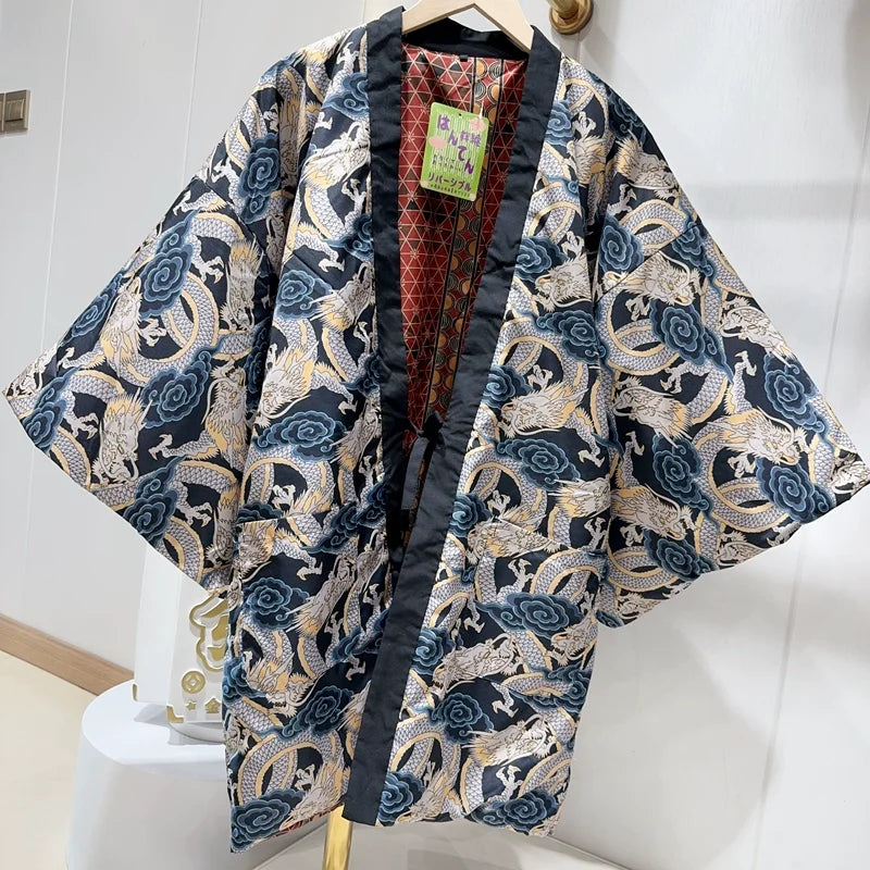 Traditional Japanese padded Hanten winter coat for men and women