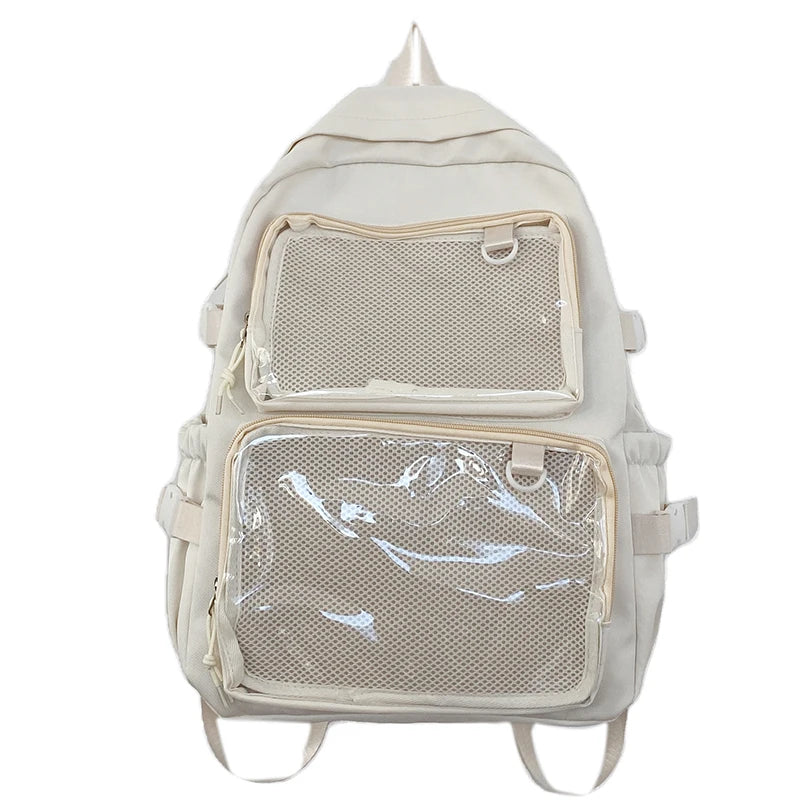 Japanese Ita Backpack – Transparent Kawaii School Bag for Girls | Nylon Anime Pin Display Bag for College & Cons
