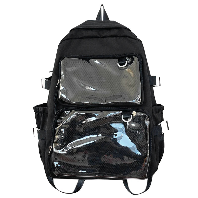 Japanese Ita Backpack – Transparent Kawaii School Bag for Girls | Nylon Anime Pin Display Bag for College & Cons