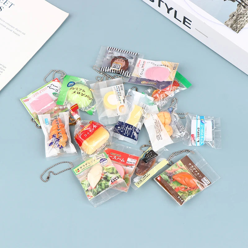 1PC Kawaii Miniature Food Keychain – Cute Simulation Snack Pendant | Random Style