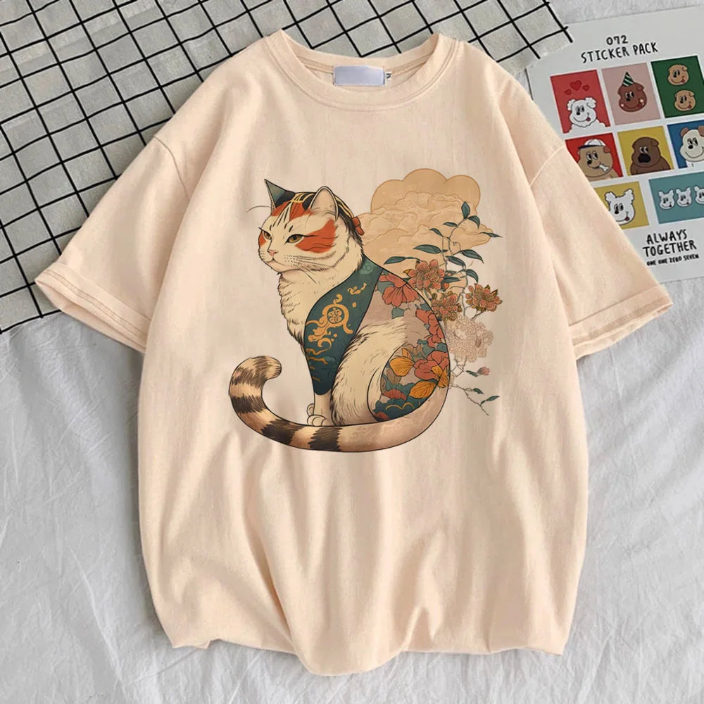 Japanese cat T-shirt with cute kawaii cat graphic design