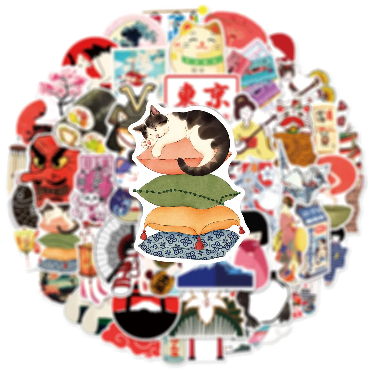 50-Piece Japanese-Inspired Graffiti Sticker Pack | Cute Waterproof Stickers