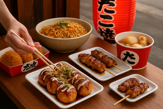 Street food stalls at Asakusa Nakamise Street Tokyo