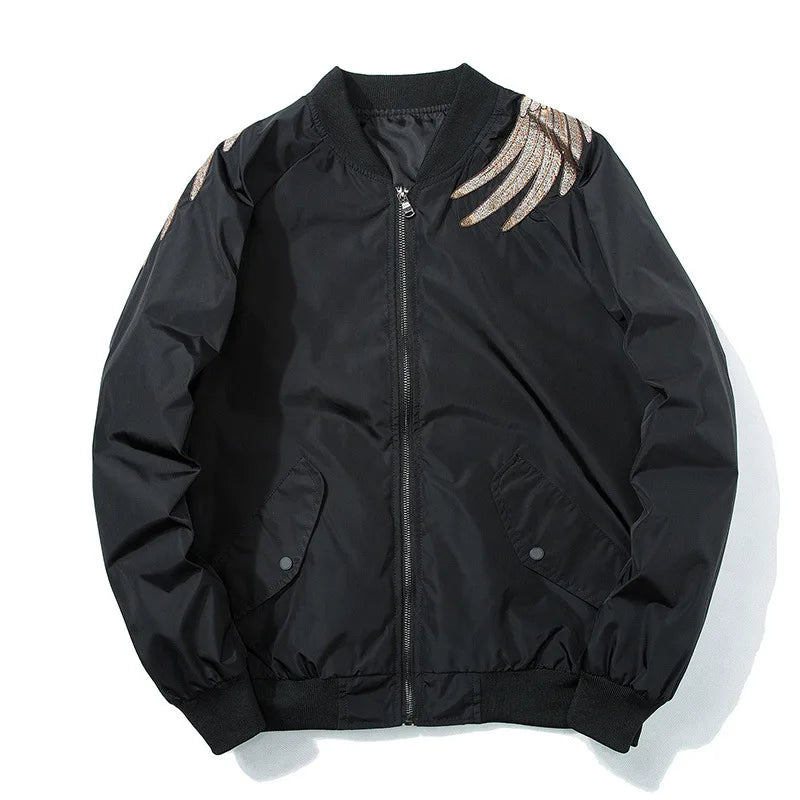 Floral Bird Embroidery Bomber Jacket – Japan Streetwear Unisex Baseball Coat