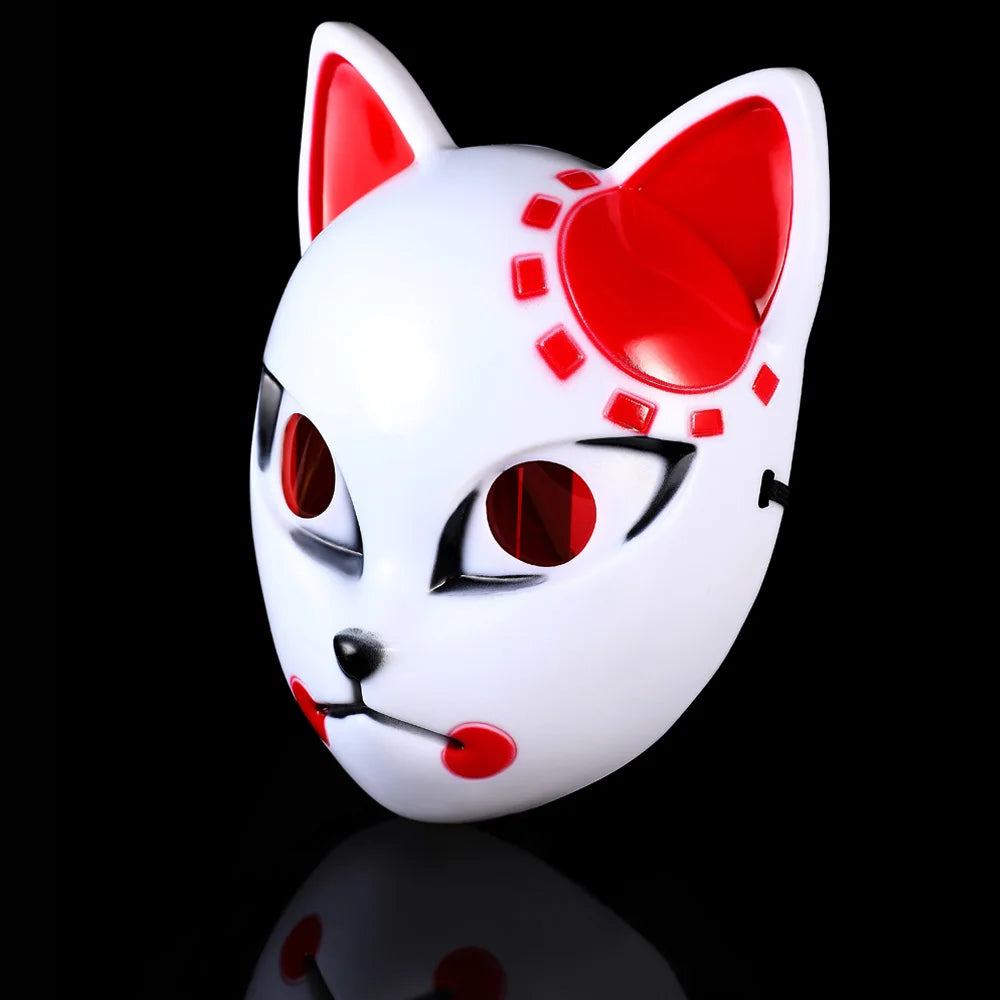 Anime-style Japanese fox mask cosplay accessory for festivals and parties