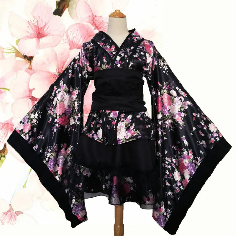 Women’s Kawaii Kimono Costume Top and Skirt Set