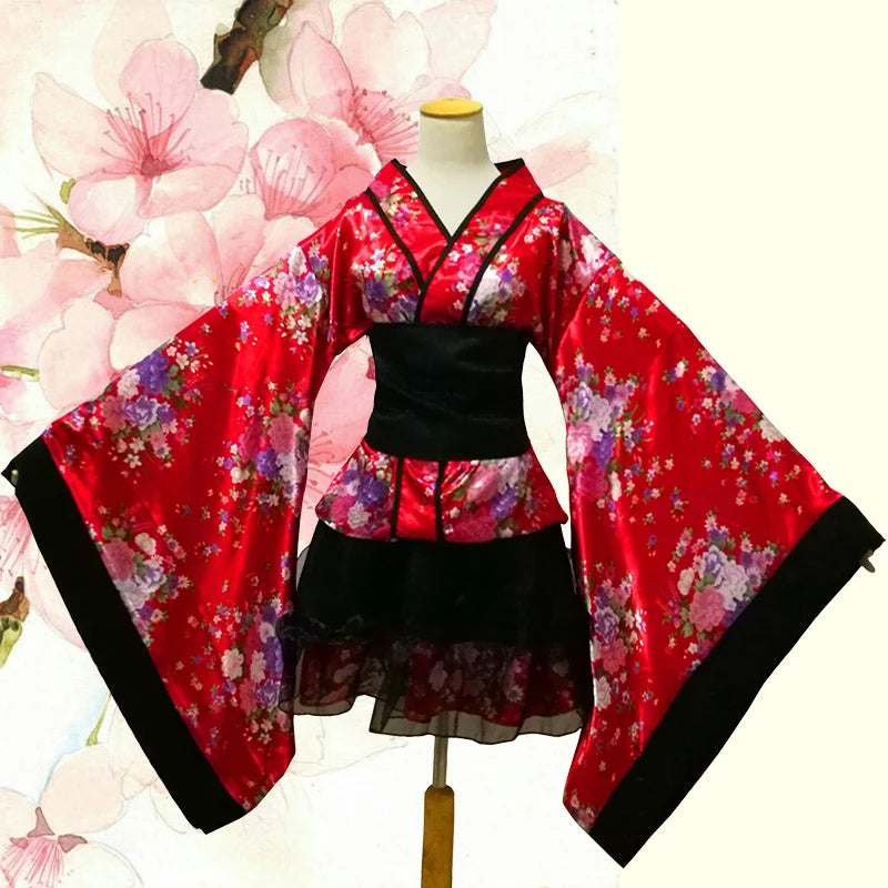 Sexy Japanese Kimono Lolita Maid Dress Front View