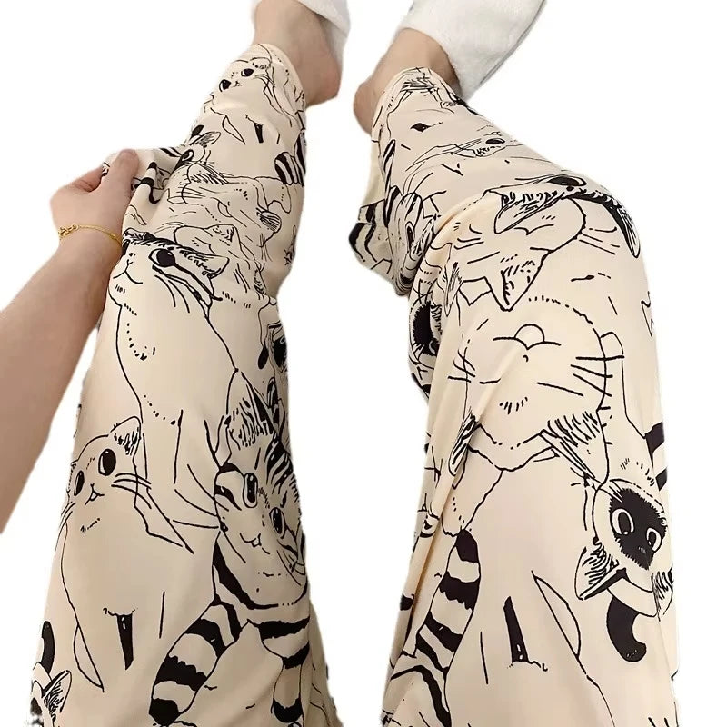 Pajama Pants Women’s Cartoon Moe Cat Pajama Pants – Kawaii Big Battle Anime Sleepwear
