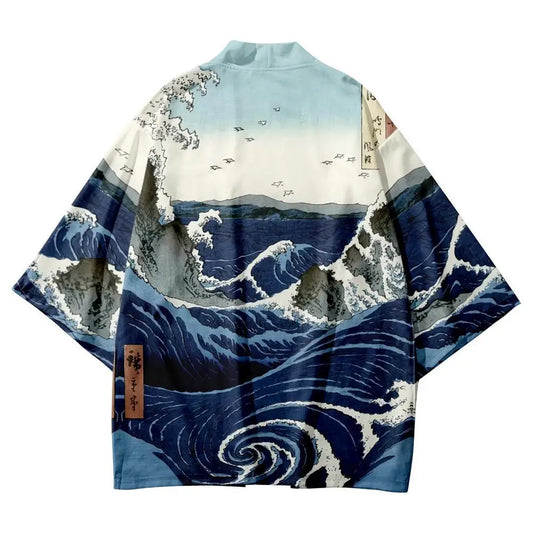 Japanese kimono shirt for men and women, festival cosplay and streetwear look