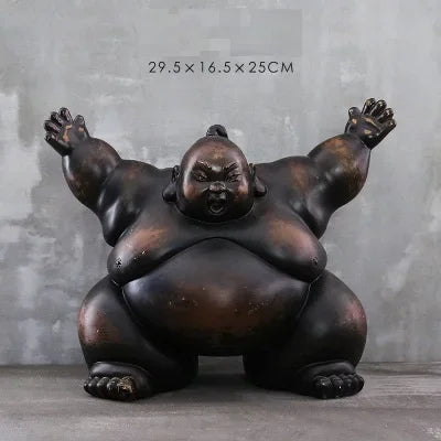 Abstract Japanese Sumo Resin Figurine – Retro Art Sculpture for Home Décor