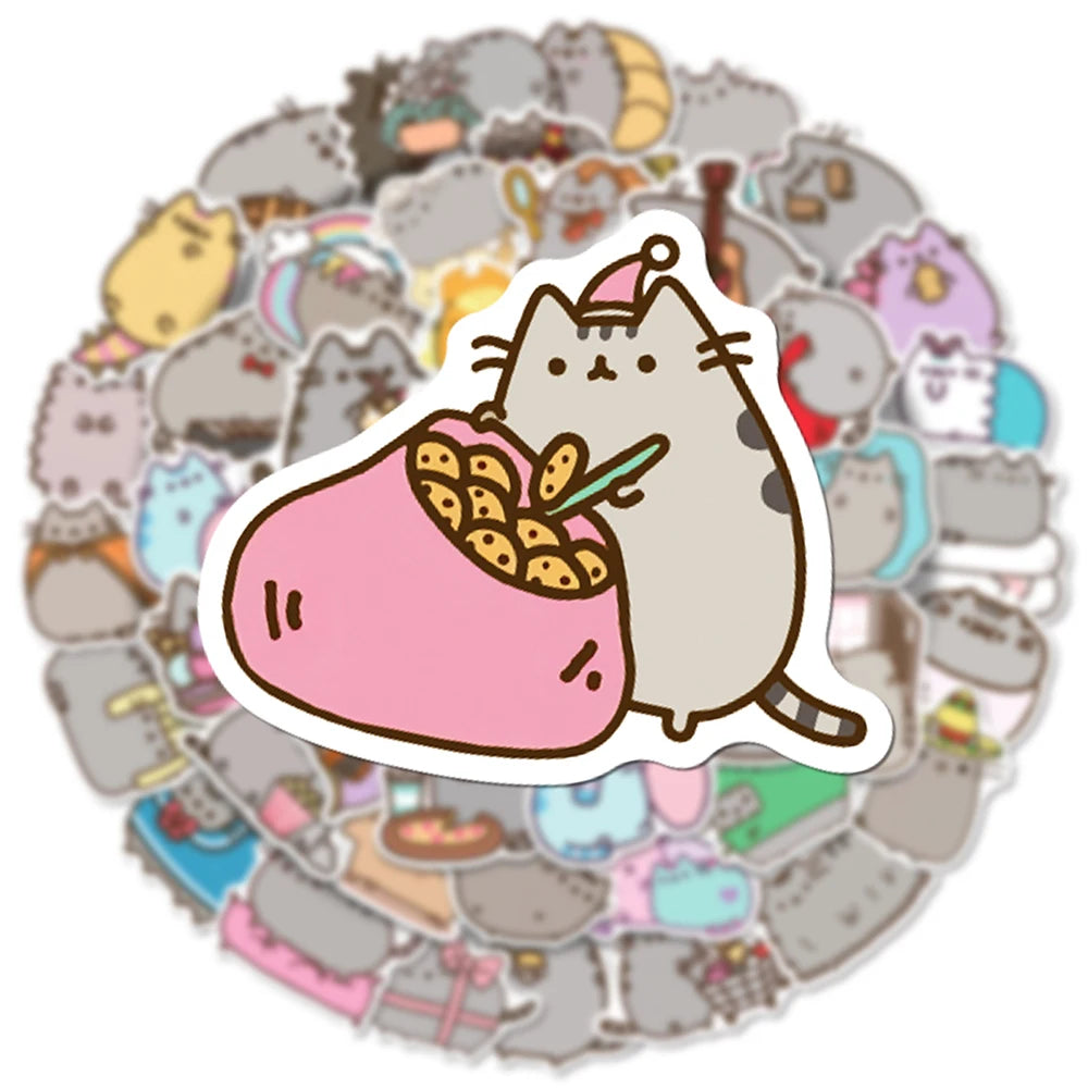 50PCS Kawaii Chunky Cat Stickers | Cute Aesthetic Waterproof Decals for Phone, Laptop & Scrapbooking