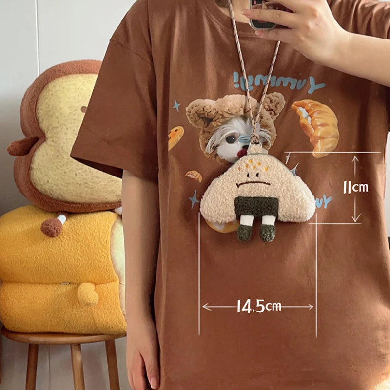 Japanese kawaii rice ball plush crossbody bag