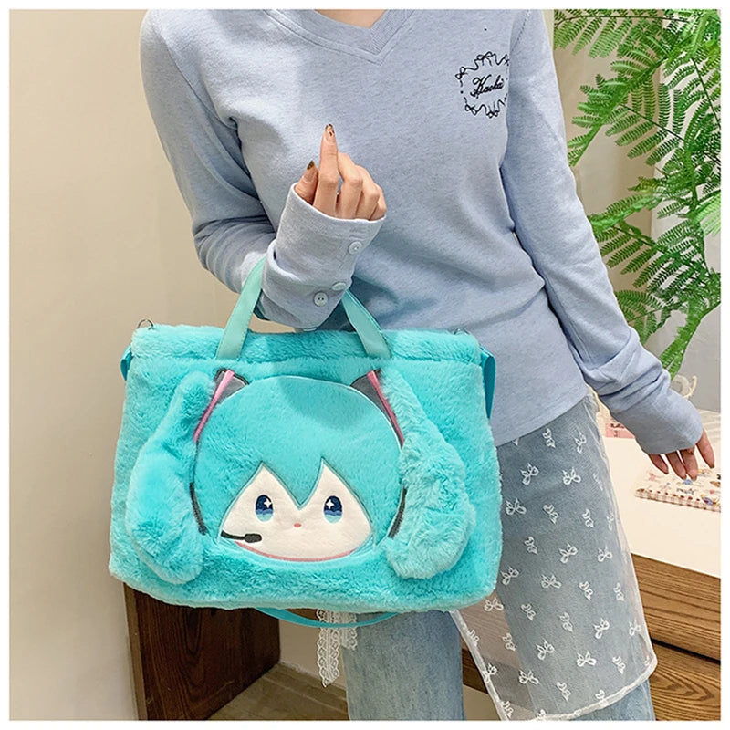 Front view of cute Hatsune Miku anime crossbody shoulder bag