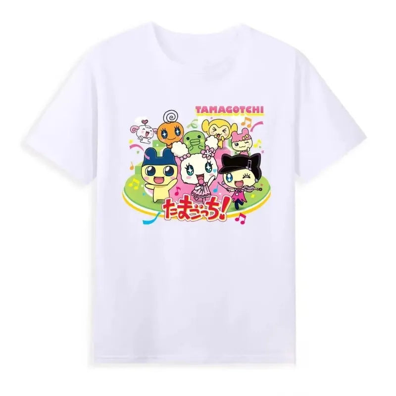 Cute Japanese Tamagotchi graphic t-shirt in Harajuku Y2K style
