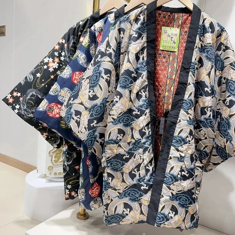 Traditional Japanese padded Hanten winter coat for men and women