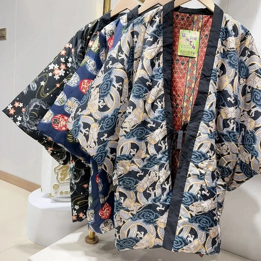 Traditional Japanese padded Hanten winter coat for men and women