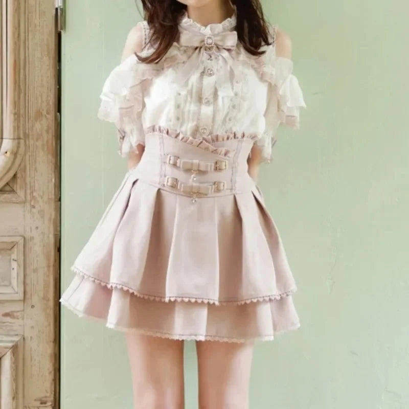 High Waist Pleated Mini Skirt