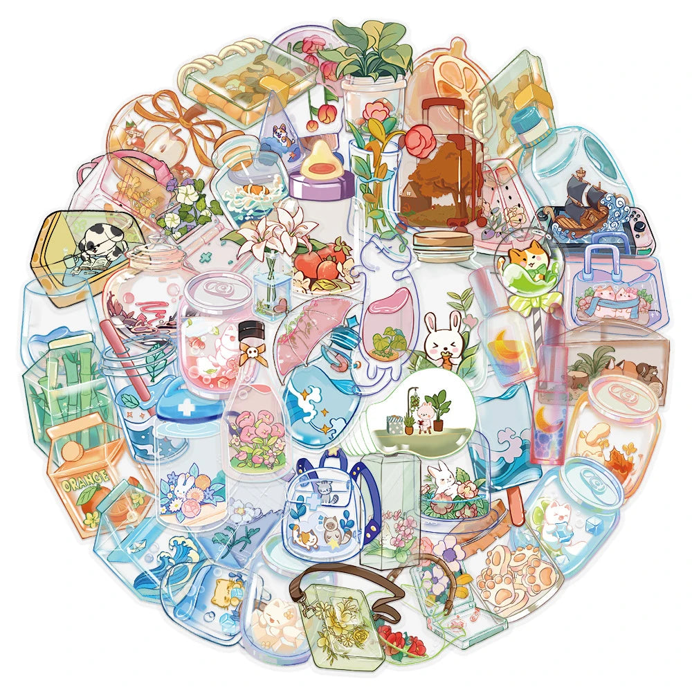 Transparent cute stickers for laptops, phones, notebooks, and suitcases