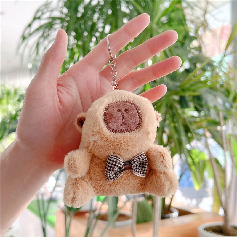 Cute Capybara Plush Keychain – Kawaii Soft Animal Key Ring Charm for Bags, Backpacks & Gifts