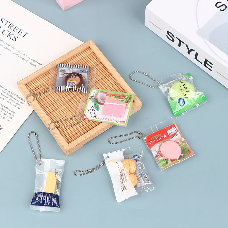 1PC Kawaii Miniature Food Keychain – Cute Simulation Snack Pendant | Random Style