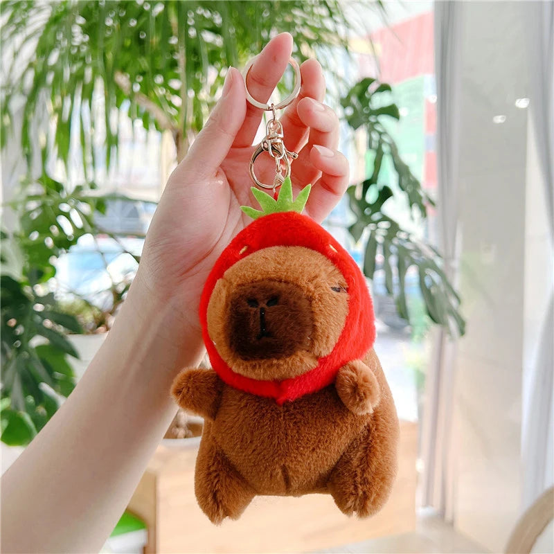 Cute capybara plush keychain kawaii animal bag charm soft key ring