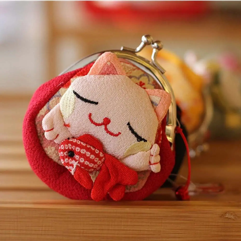 Japanese Maneki Neko coin purse cute lucky cat mini wallet