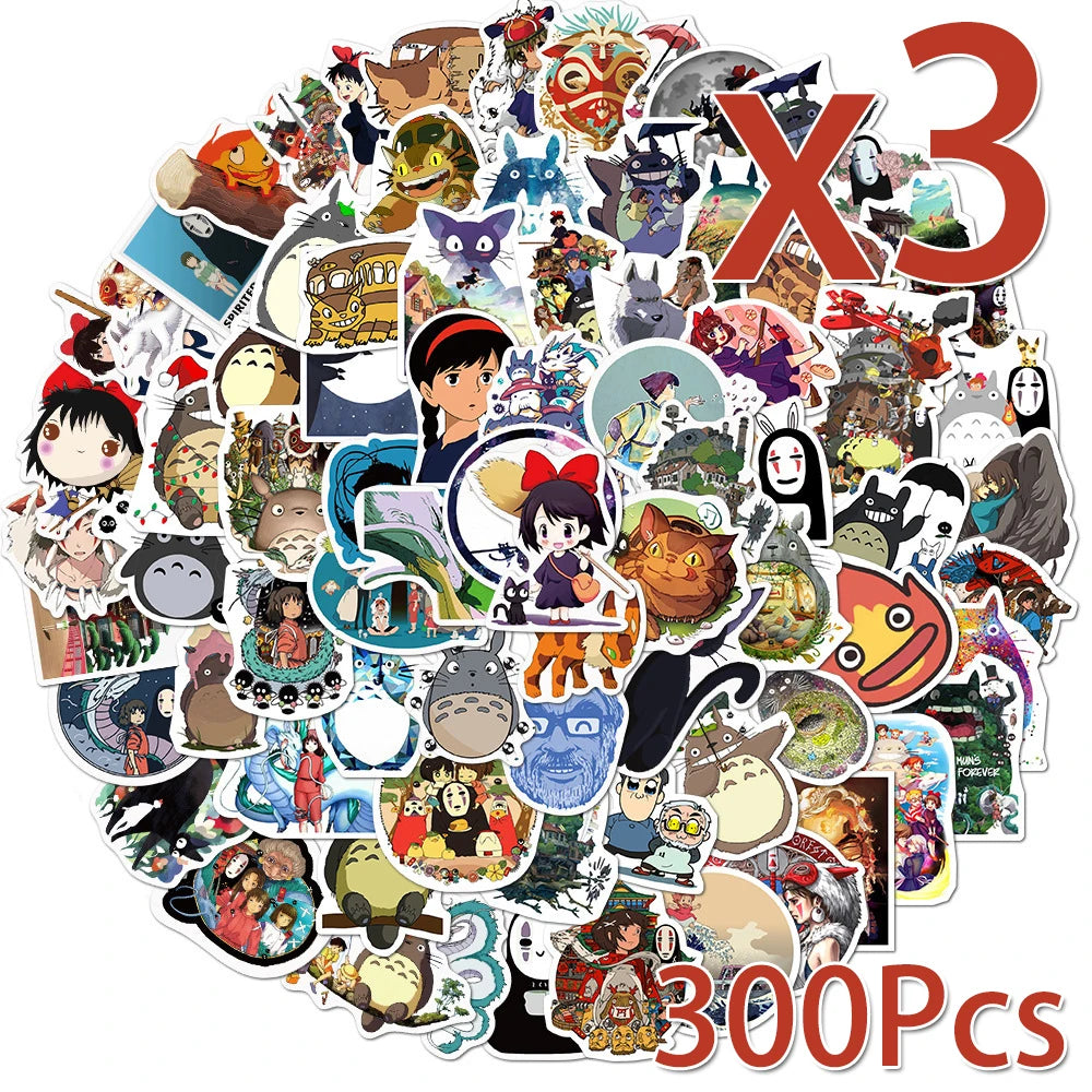 Cute waterproof Japanese anime stickers for laptop and skateboard