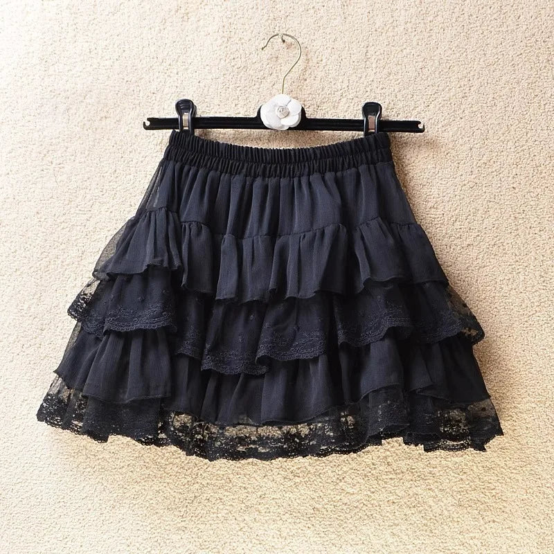 Gothic Lace Tutu Skirt – Women’s Black or White Mesh Mini Skirt for Party, Clubwear & Cosplay