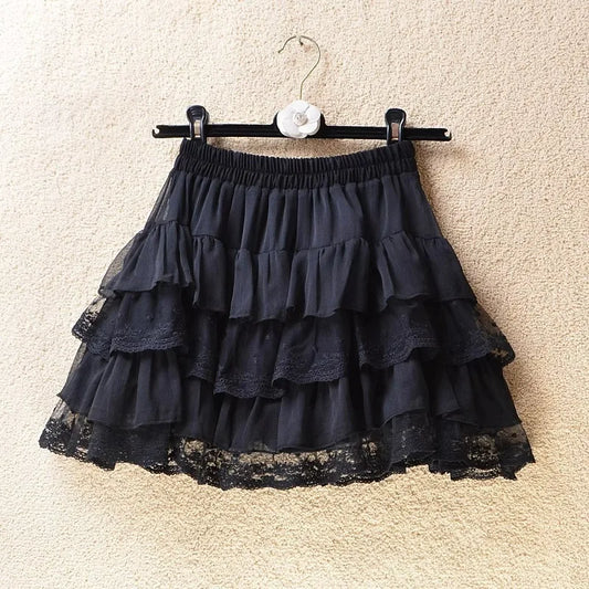 Gothic Lace Tutu Skirt – Women’s Black or White Mesh Mini Skirt for Party, Clubwear & Cosplay