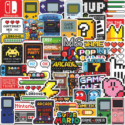 Retro gaming stickers pack of 50 pieces