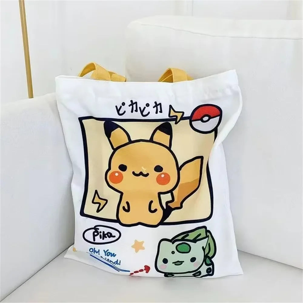 Cute Pokémon canvas tote bag with Pikachu design for women
