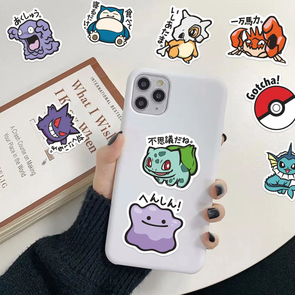 56 piece kawaii cartoon sticker set with colorful Japanese-style designs