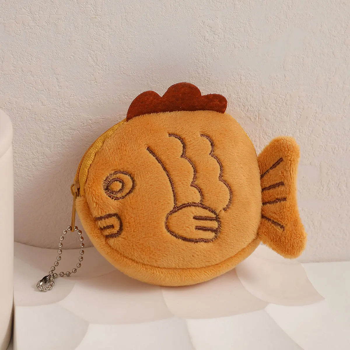 Kawaii Taiyaki Coin Purse Plush Wallet | Cute Japanese Fish Cake Pouch | Mini Zipper Bag for Coins Keys Earphones | Kids Gift | Soft Polyester Organizer