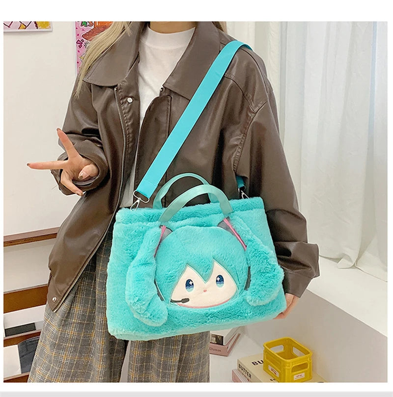 Front view of cute Hatsune Miku anime crossbody shoulder bag