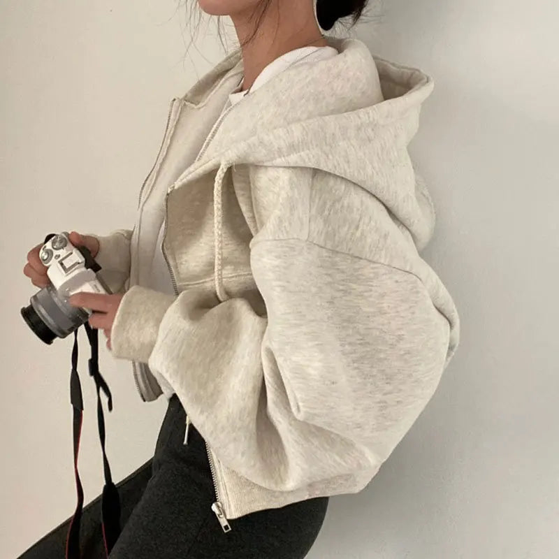 Women’s Y2K oversized zip-up hoodie polyester synthetic fiber