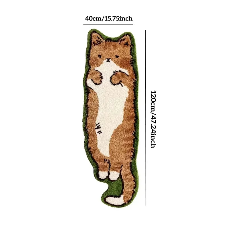 Non-Slip Long Floor Mat – Nordic Cartoon Cute Cat Rug for Kitchen, Hallway & Entryway