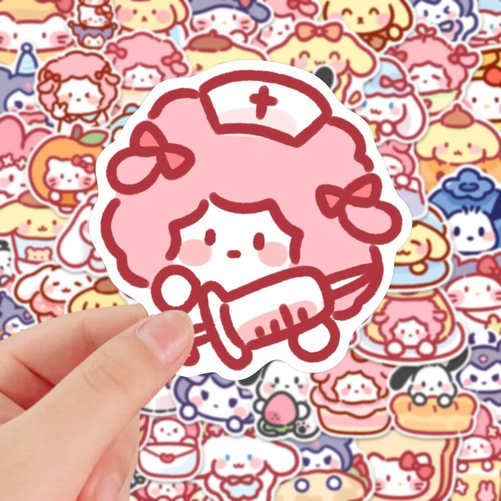 100pcs Sanrio Stickers Pack – Cute Cartoon My Melody, Kuromi, Cinnamoroll Kawaii Stickers for Handbags, Laptops, Water Bottles & Kids Gifts