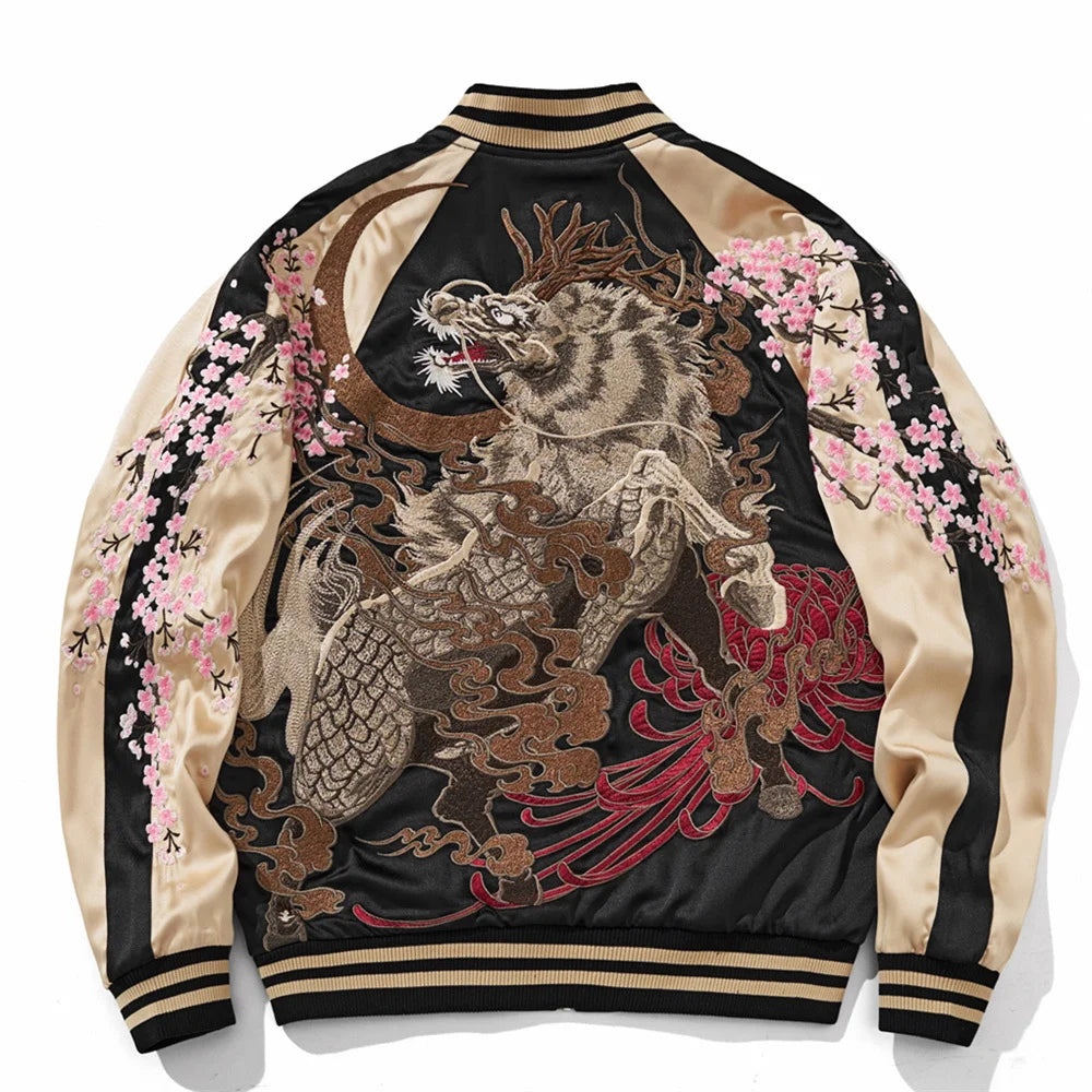 Japanese Dragon Embroidered Jacket Front View