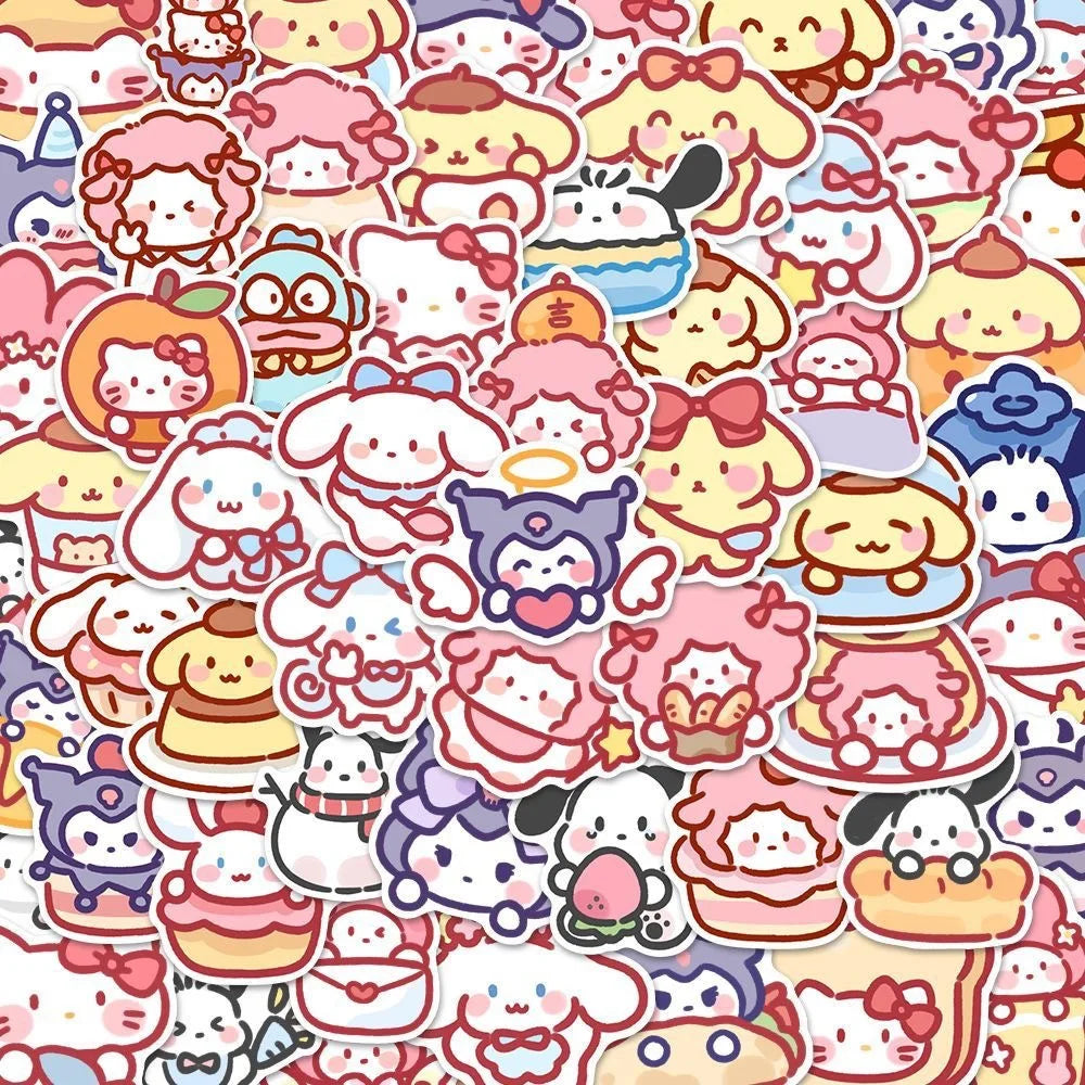 100pcs Sanrio stickers pack Kuromi My Melody Cinnamoroll kawaii