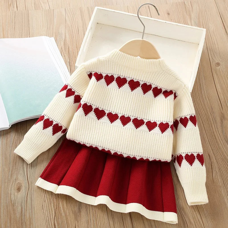 Girls 2 Piece Sweater and Skirt Set