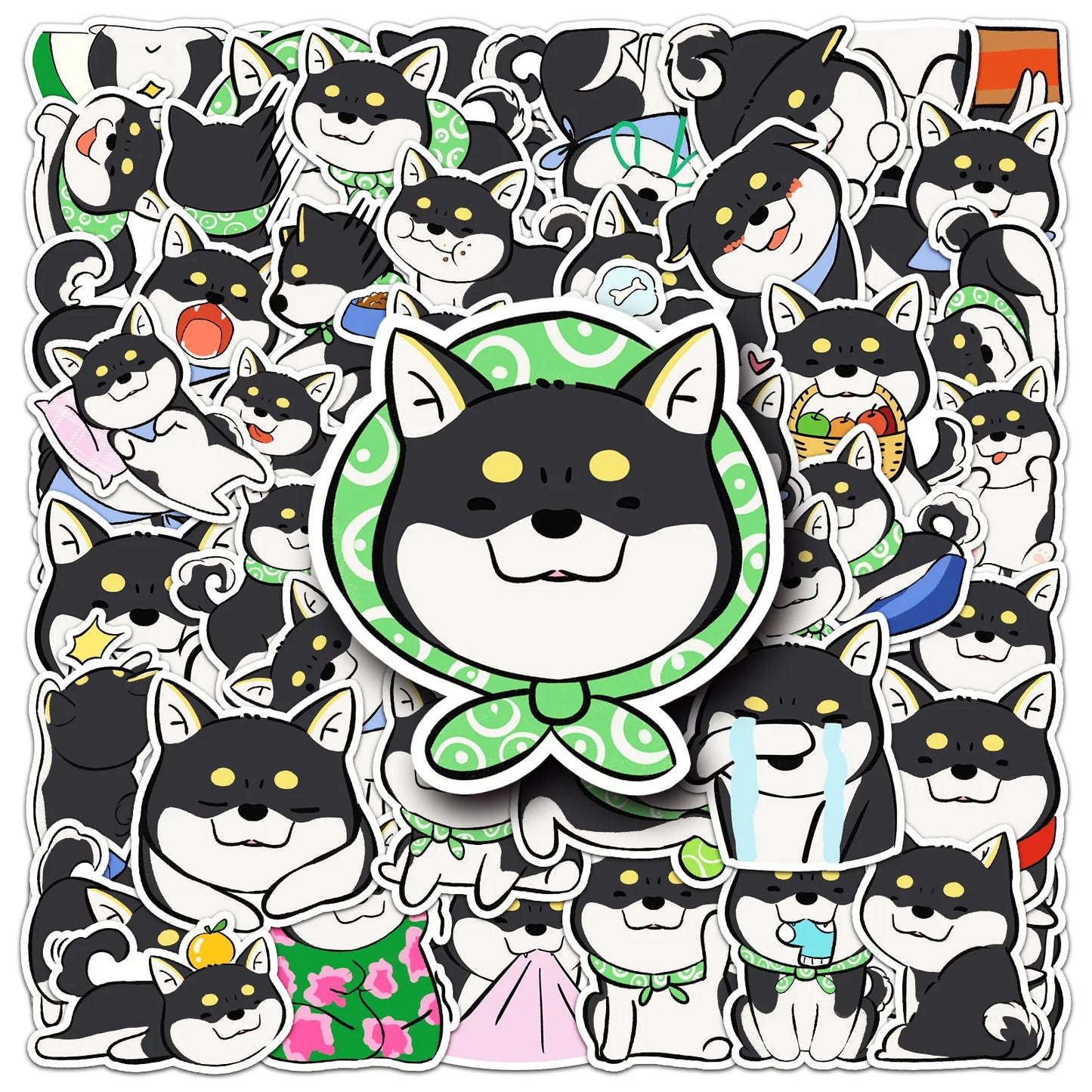 50-Piece Shiba Inu Sticker Pack | Cute Waterproof Dog Stickers