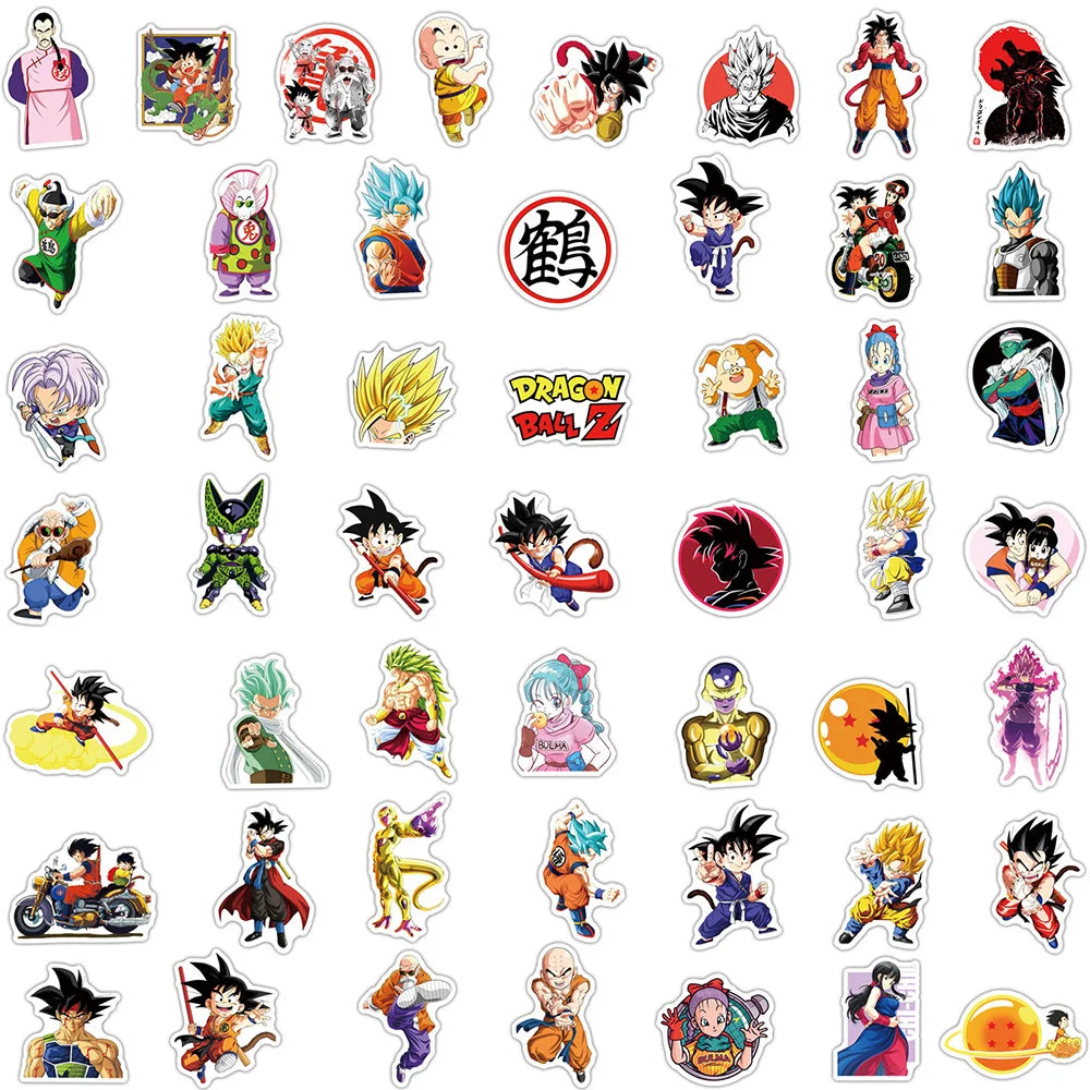 10/30/50/100PCS Dragon Ball Stickers – Son Goku Anime Cartoon Decals for Laptop, Skateboard, Water Bottle, PVC Waterproof Stickers