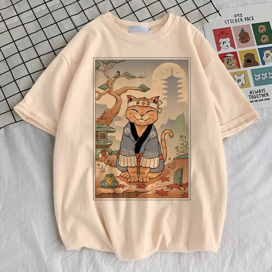 Japanese cat T-shirt with cute kawaii cat graphic design